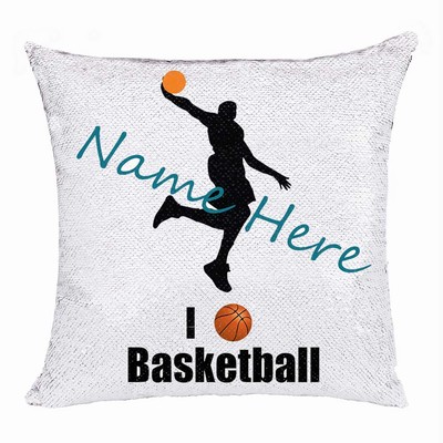 Cool Customized Sequin Pillow Name Gift For Bastketball Fan